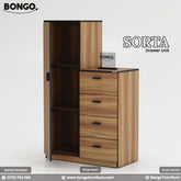 Red Oak Black Edging drawer unit with Bongo branding on a white background